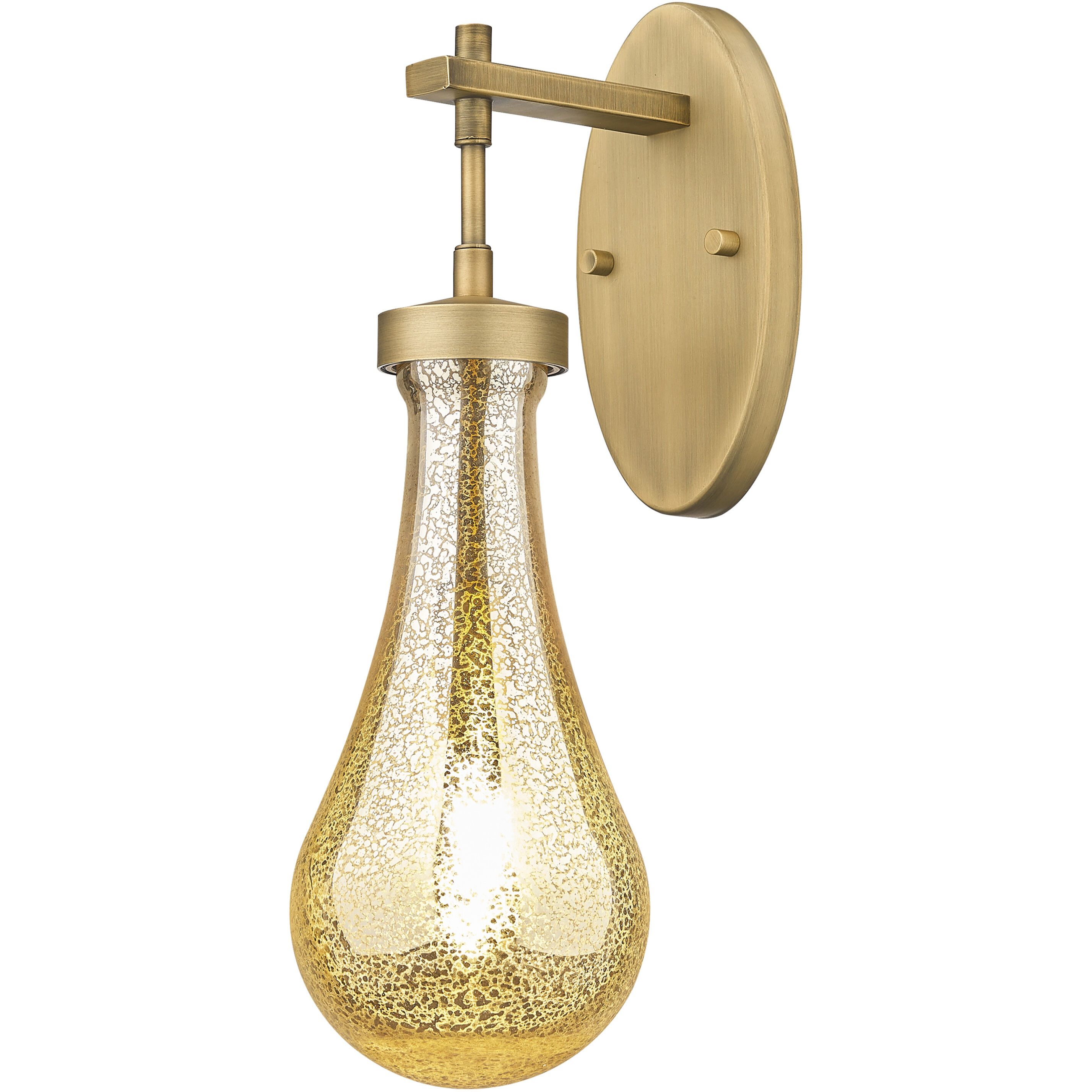 Downtown Urban Owego Armed Sconce Wall Light in Brushed Brass, Mercury