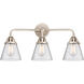 Nouveau 2 Small Cone LED 24.25 inch Polished Nickel Bath Vanity Light Wall Light in Seedy Glass