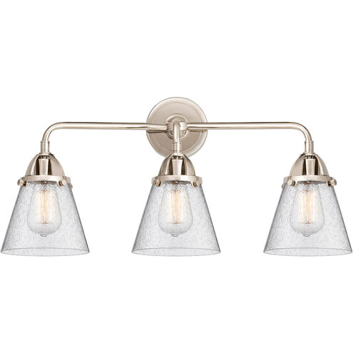 Nouveau 2 Small Cone LED 24.25 inch Polished Nickel Bath Vanity Light Wall Light in Seedy Glass