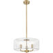 Downtown Urban Windsor 3 Light 16 inch Brushed Brass Pendant Ceiling Light in Clear