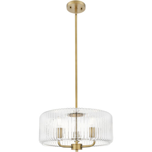 Downtown Urban Windsor 3 Light 16 inch Brushed Brass Pendant Ceiling Light in Clear