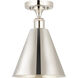 Ballston Cone LED 8 inch Polished Nickel Semi-Flush Mount Ceiling Light
