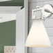 Newton Cone Sconce Wall Light in Polished Nickel, Matte White Glass