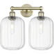 Edison Preston 2 Light 15.75 inch Antique Brass Bath Vanity Light Wall Light in Clear