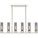 Empire 6 Light 44.25 inch Polished Nickel Linear Pendant Ceiling Light in Plated Smoke Glass