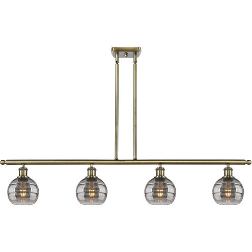 Ballston Rochester 4 Light 48 inch Antique Brass Stem Hung Island Light Ceiling Light