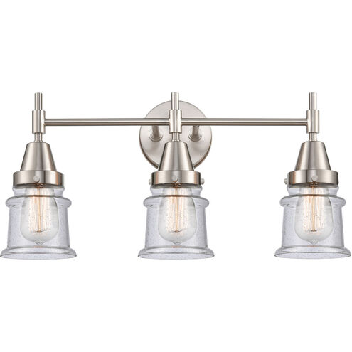 Caden 3 Light 23 inch Satin Nickel Bath Vanity Light Wall Light in Seedy Glass