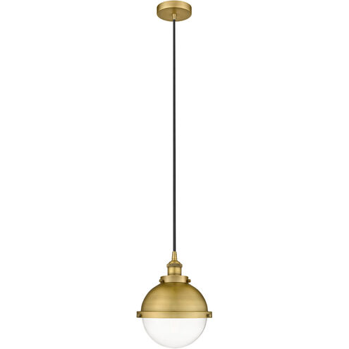 Edison Hampden LED 9 inch Brushed Brass Mini Pendant Ceiling Light in Clear Glass