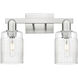 Arcadia Hadley 2 Light 15.5 inch Brushed Satin Nickel Bath Vanity Light Wall Light in Clear