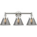 Cone 3 Light 24.5 inch Polished Nickel Bath Vanity Light Wall Light in Light Smoke Glass