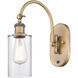 Ballston Clymer LED 5.3 inch Brushed Brass Sconce Wall Light in Clear Glass
