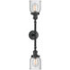 Franklin Restoration Small Bell LED 16 inch Matte Black Bath Vanity Light Wall Light in Seedy Glass, Franklin Restoration