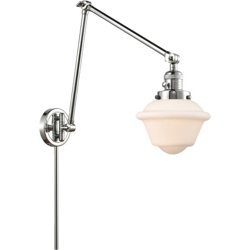 Small Oxford 30 inch 3.5 watt Polished Chrome Swing Arm Wall Light in Matte White Glass, Franklin Restoration