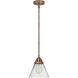 Nouveau 2 Cone LED 7.75 inch Antique Copper Mini Pendant Ceiling Light in Clear