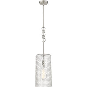 Wexford 1 Light 8 inch Brushed Satin Nickel Mini Pendant Ceiling Light in Clear Basket Weave Glass