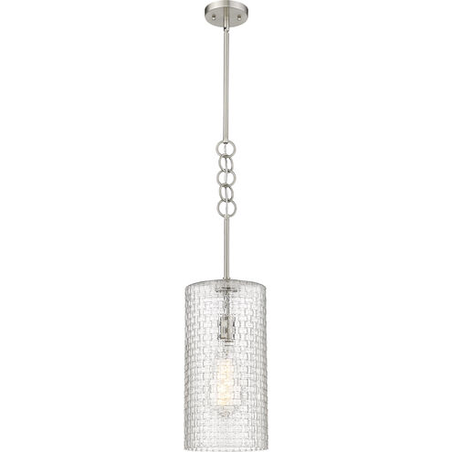 Wexford 1 Light 8 inch Brushed Satin Nickel Mini Pendant Ceiling Light in Clear Basket Weave Glass