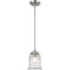 Nouveau Small Canton LED 5.25 inch Brushed Satin Nickel Mini Pendant Ceiling Light in Clear Glass, Nouveau