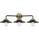 Nouveau Railroad 3 Light 26 inch Black Antique Brass Bath Vanity Light Wall Light in Matte Black, Nouveau