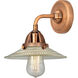 Nouveau 2 Halophane 1 Light 9 inch Antique Copper Sconce Wall Light in Clear Halophane Glass