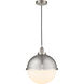 Edison Hampden LED 12.88 inch Brushed Satin Nickel Pendant Ceiling Light in Matte White Glass