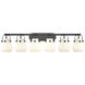 Pilaster II Sphere 6 Light 45.5 inch Matte Black Bath Vanity Light Wall Light in Matte White Glass