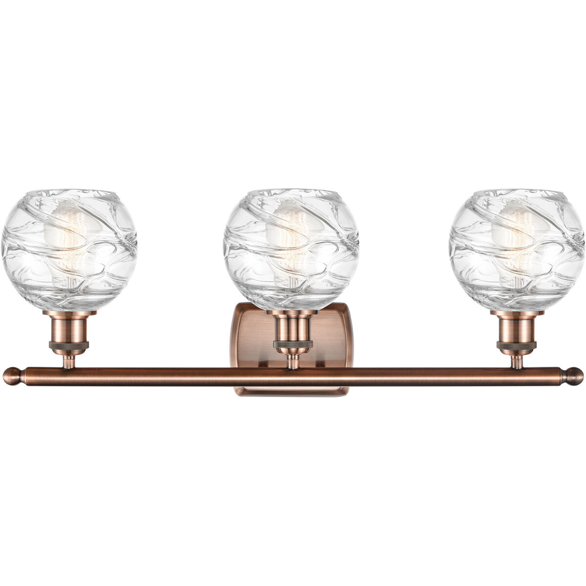 Ballston Small Deco Swirl 3 Light 26 inch Antique Copper Bath Vanity Light Wall Light, Ballston