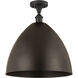 Edison Metal Bristol 1 Light 16 inch Oil Rubbed Bronze Semi-Flush Mount Ceiling Light