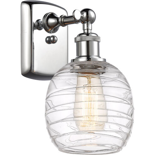 Ballston Belfast LED 6 inch Polished Chrome Sconce Wall Light in Deco Swirl Glass
