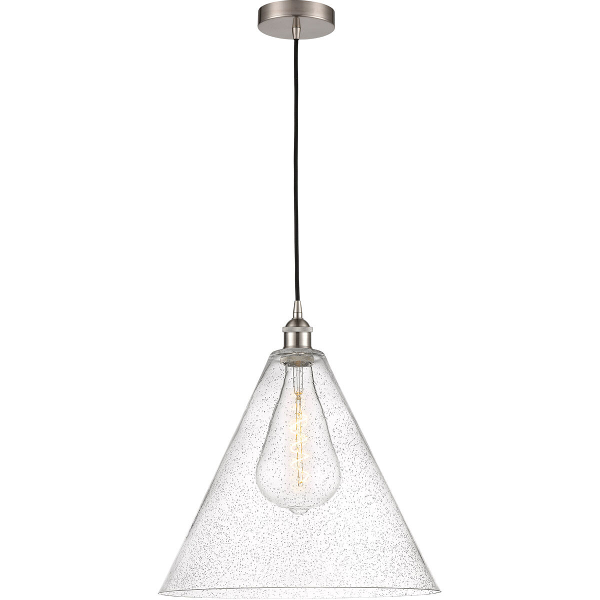 Edison Cone 1 Light 16 inch Brushed Satin Nickel Pendant Ceiling Light