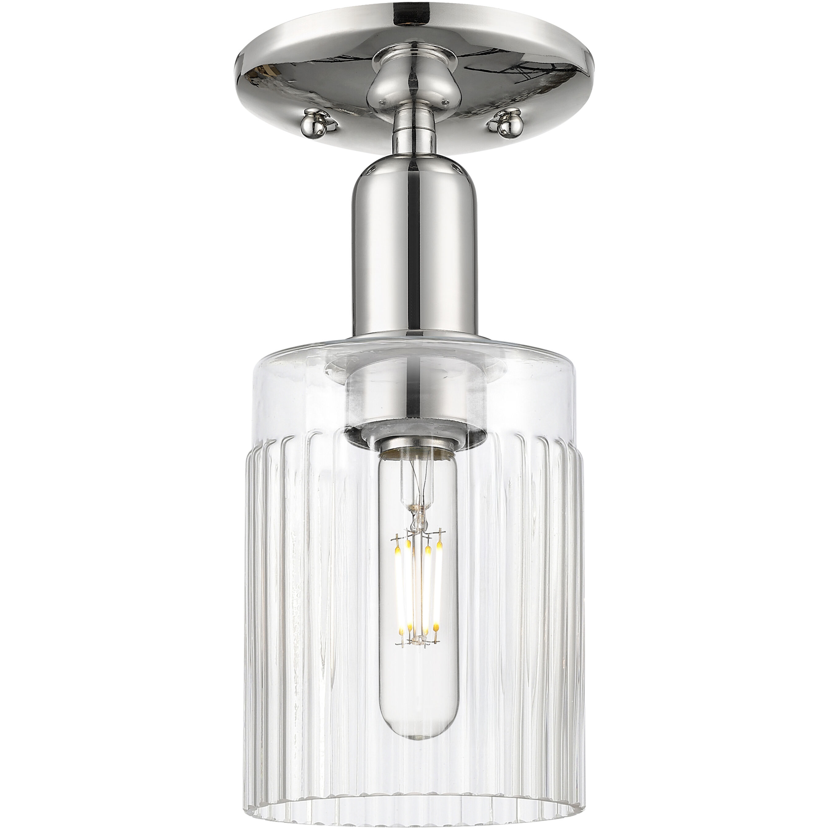 Arcadia Hadley 1 Light 4.88 inch Polished Nickel Semi-Flush Mount Ceiling Light in Clear