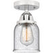 Nouveau 2 Small Bell LED 5 inch Polished Chrome Semi-Flush Mount Ceiling Light in Seedy Glass