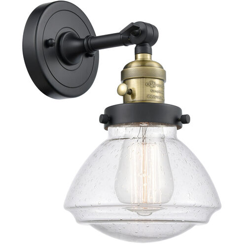 Franklin Restoration Olean LED 7 inch Black Antique Brass Sconce Wall Light, Franklin Restoration