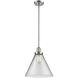 Franklin Restoration Cone LED 12 inch Black Antique Brass Mini Pendant Ceiling Light in Clear, Franklin Restoration