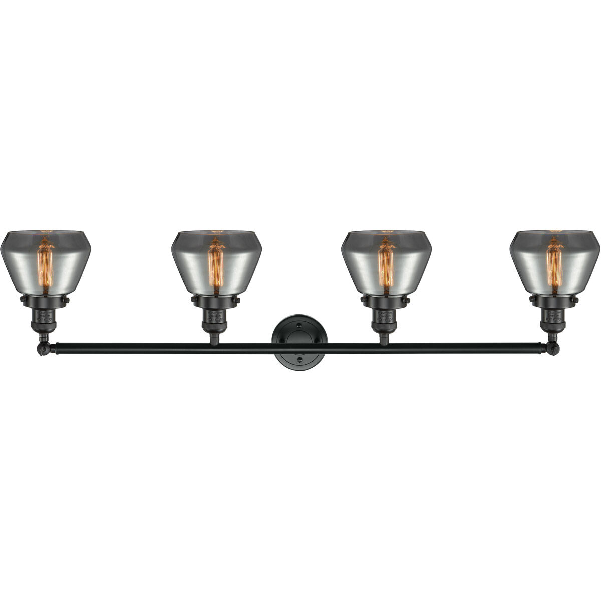 Franklin Restoration Fulton 4 Light 43 inch Matte Black Bath Vanity Light Wall Light in Plated Smoke Glass, Franklin Restoration