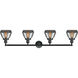 Franklin Restoration Fulton 4 Light 43 inch Matte Black Bath Vanity Light Wall Light in Plated Smoke Glass, Franklin Restoration