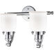 Franklin Restoration Small Bell 2 Light 18 inch Polished Chrome Bath Vanity Light Wall Light in Matte White Glass, Franklin Restoration