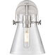 Pilaster II Cone Sconce Wall Light in Satin Nickel, Seedy Glass