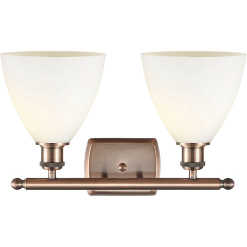 Ballston Ballston Dome LED 18 inch Antique Copper Bath Vanity Light Wall Light in Matte White Glass