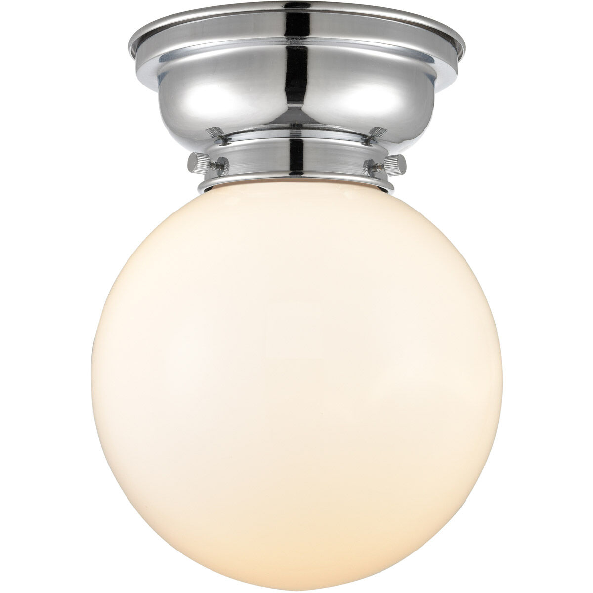 Aditi Large Beacon LED 8 inch Polished Chrome Flush Mount Ceiling Light in Matte White Glass, Aditi