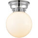 Aditi Large Beacon LED 8 inch Polished Chrome Flush Mount Ceiling Light in Matte White Glass, Aditi