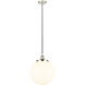 Beacon 1 Light 13.75 inch Polished Nickel Mini Pendant Ceiling Light in Matte White Glass