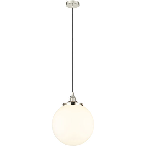 Beacon 1 Light 13.75 inch Polished Nickel Mini Pendant Ceiling Light in Matte White Glass