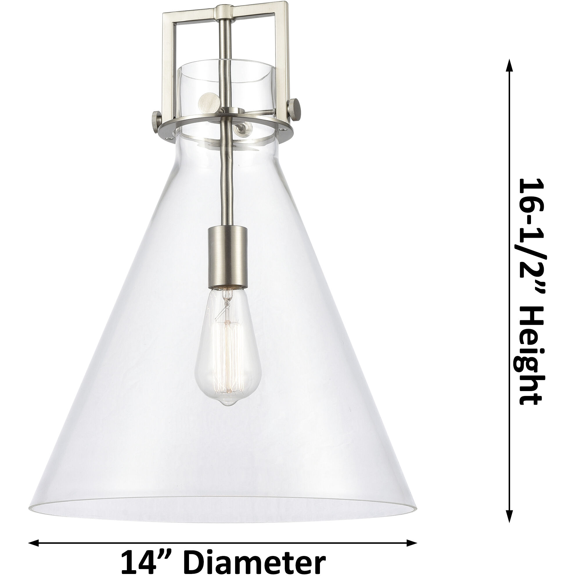 Downtown Urban Newton Cone 1 Light 14 inch Matte Black Pendant Ceiling Light in Clear Glass