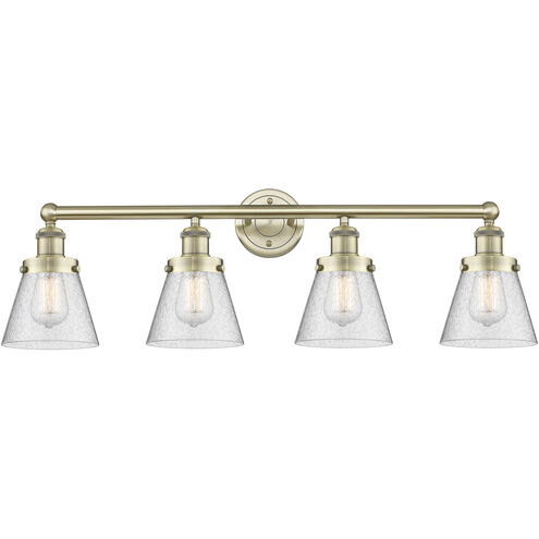 Cone 4 Light 33.5 inch Antique Brass Bath Vanity Light Wall Light in Seedy