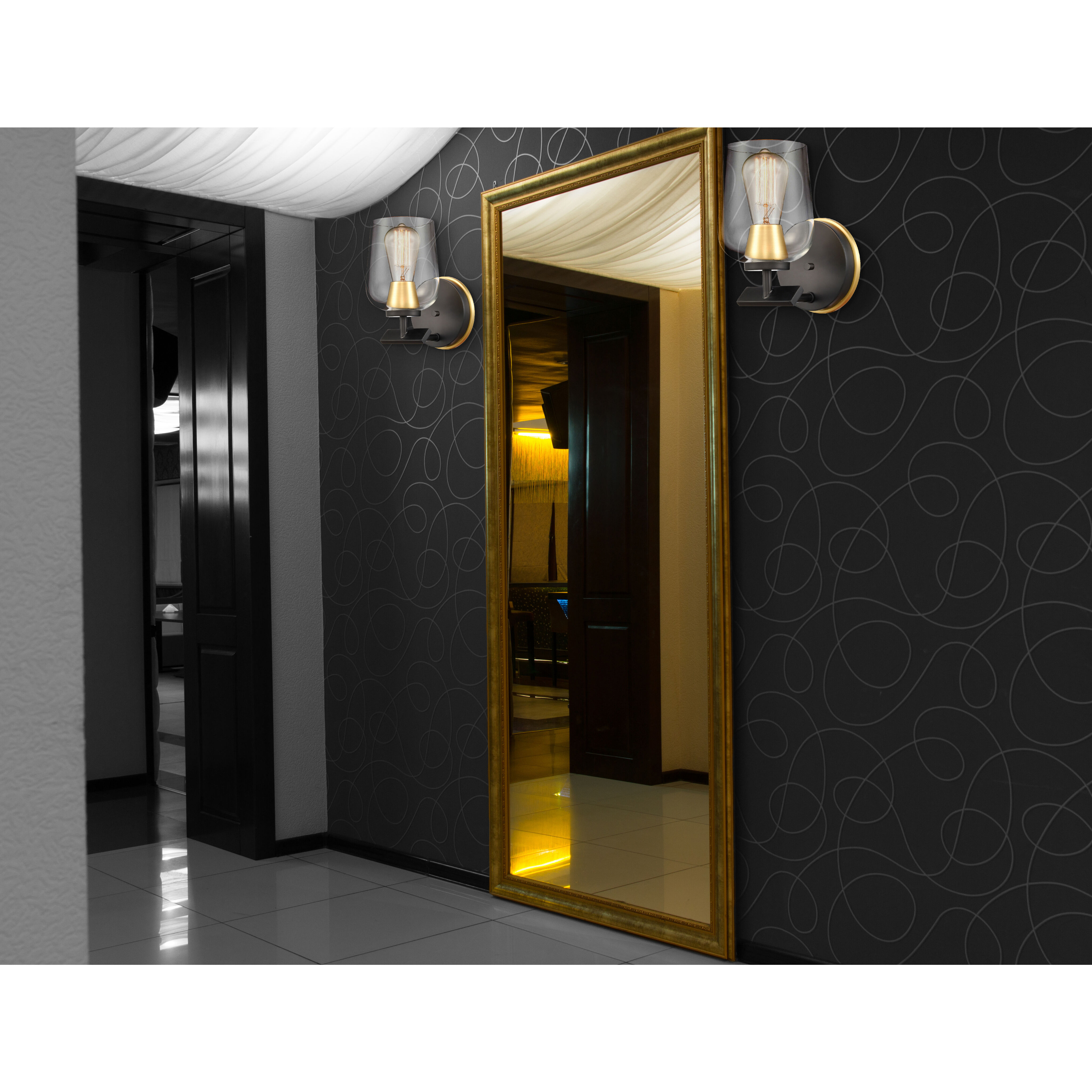 Remy 1 Light 4.5 inch Black Satin Gold Bath Vanity Light Wall Light