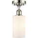 Ballston Clymer LED 3.88 inch Polished Nickel Semi-Flush Mount Ceiling Light in Matte White Glass, Ballston
