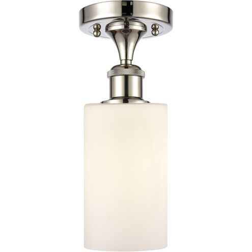Ballston Clymer LED 3.88 inch Polished Nickel Semi-Flush Mount Ceiling Light in Matte White Glass, Ballston