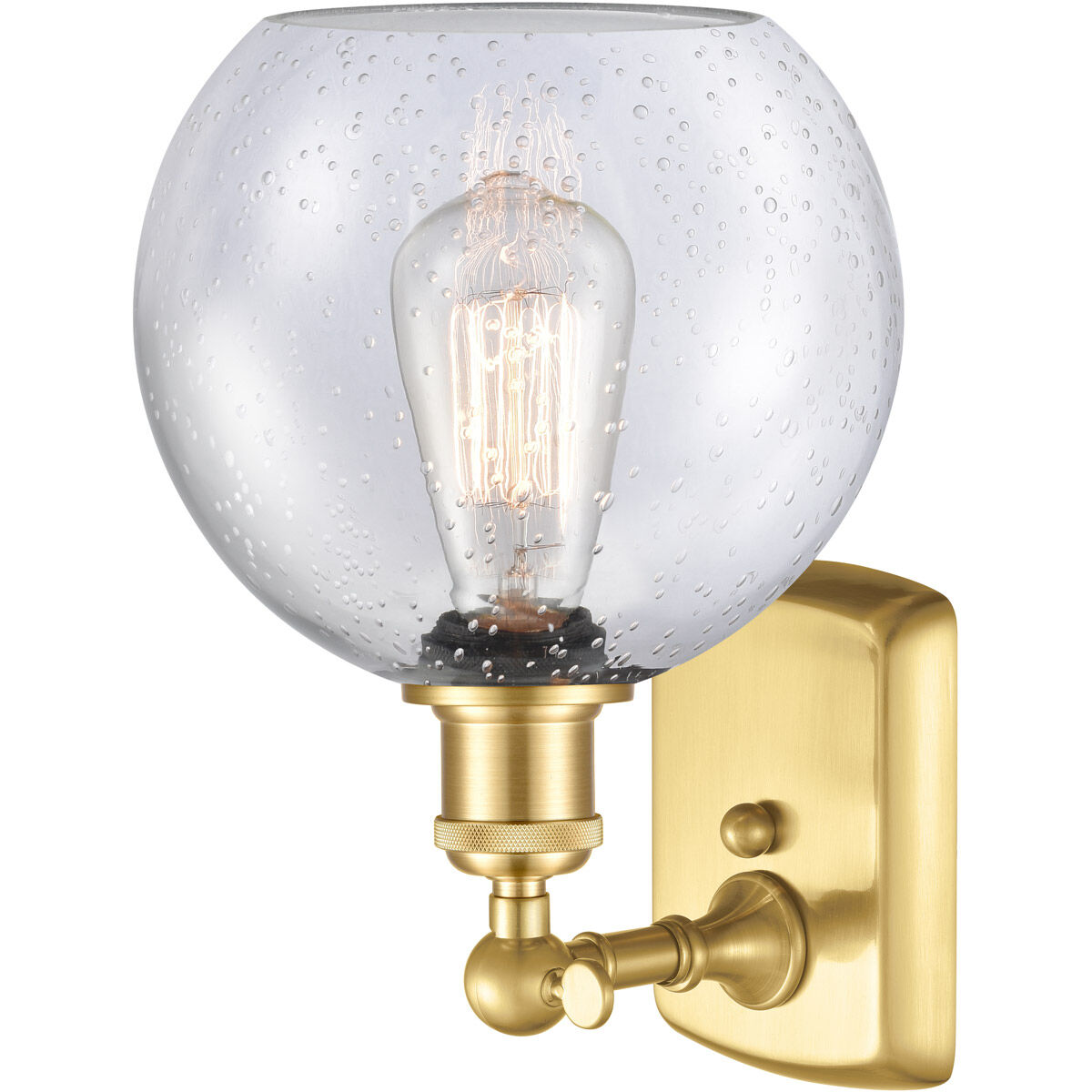 Ballston Athens 1 Light 8 inch Satin Gold Sconce Wall Light in Seedy Glass, Ballston
