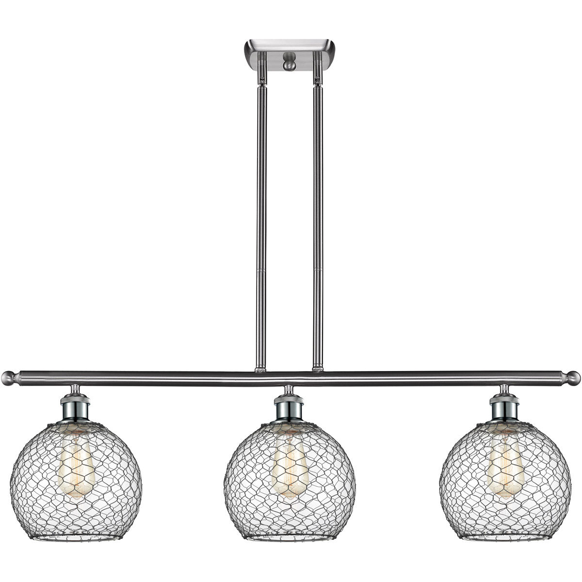 Ballston Farmhouse Chicken Wire LED 36 inch Brushed Satin Nickel Island Light Ceiling Light, Ballston