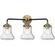 Nouveau Bellmont 3 Light 24 inch Brushed Satin Nickel Bath Vanity Light Wall Light in Seedy Glass, Nouveau